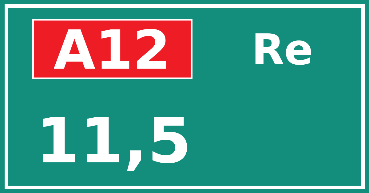 Hectometerbord A12 11,5 zijde Re