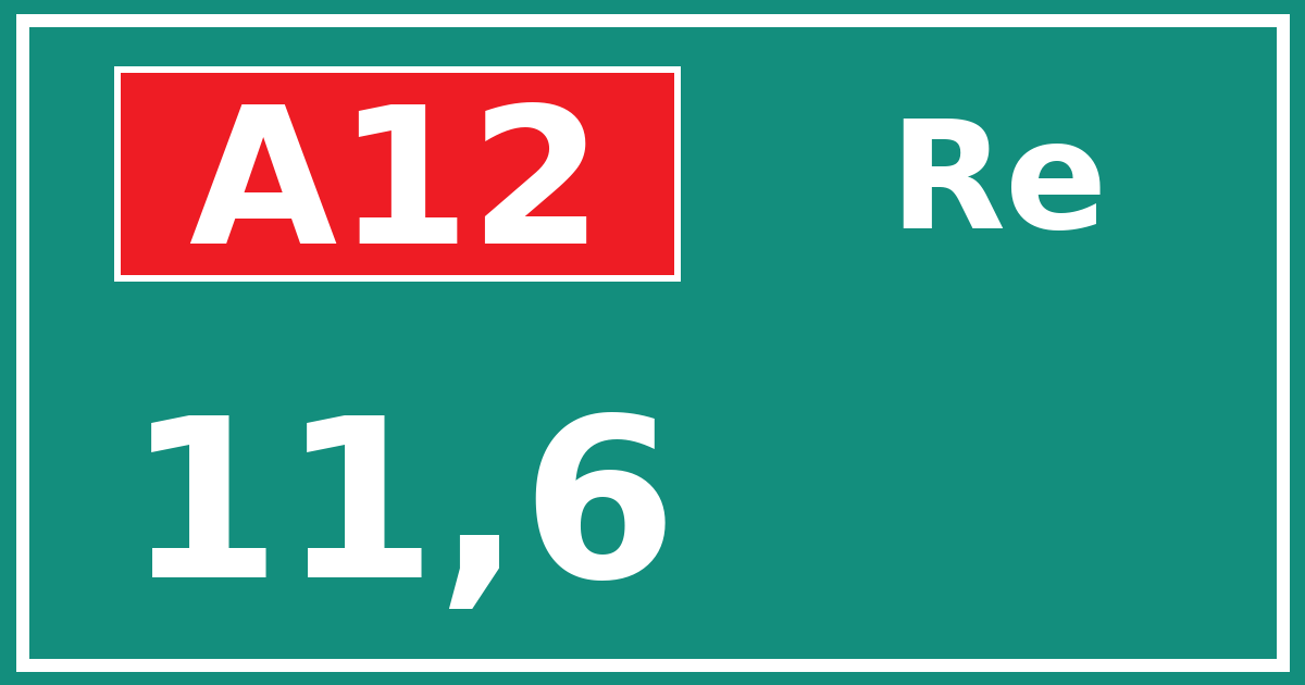 Hectometerbord A12 11,6 zijde Re