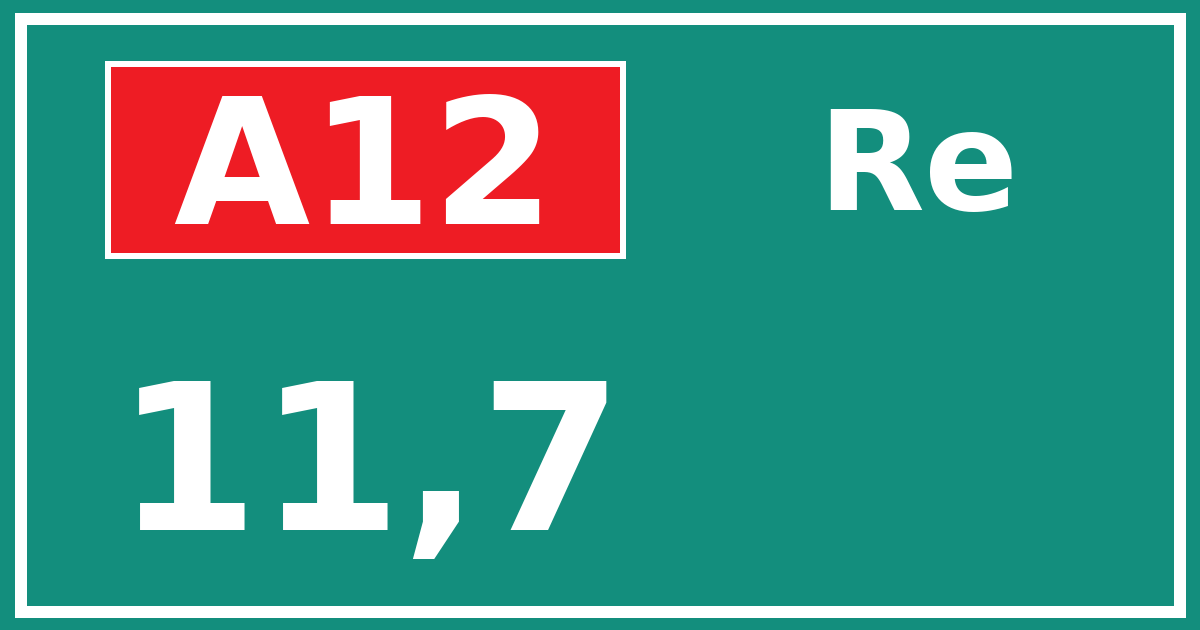 Hectometerbord A12 11,7 zijde Re