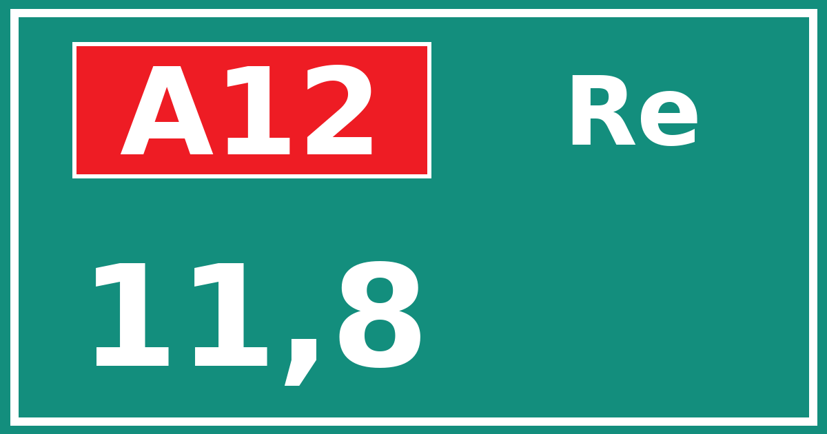 Hectometerbord A12 11,8 zijde Re