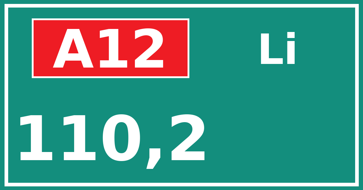 Hectometerbord A12 110,2 zijde Li