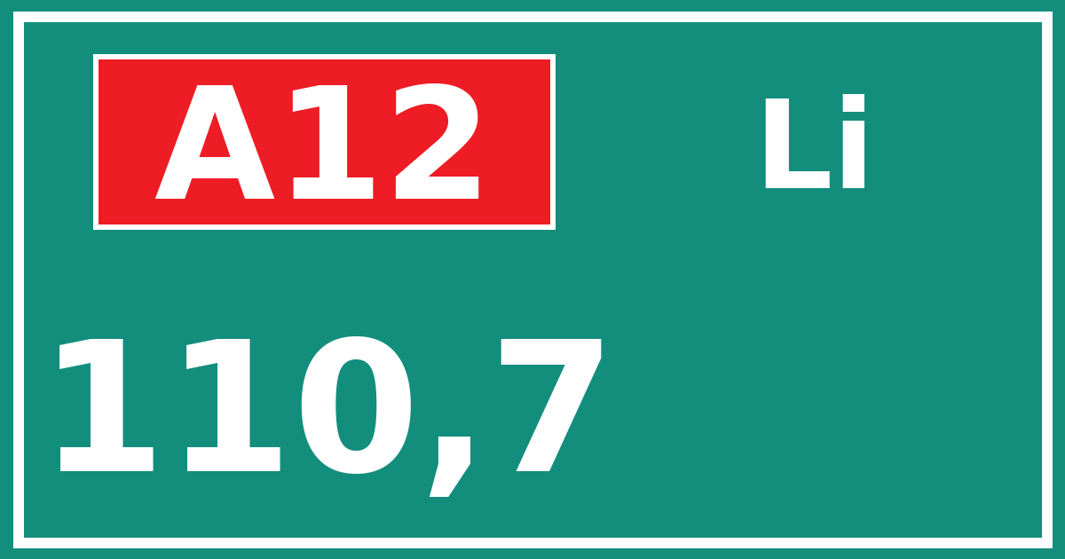 Hectometerbord A12 110,7 zijde Li