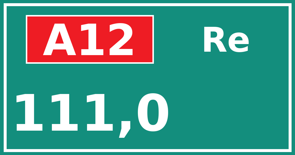 Hectometerbord A12 111,0 zijde Re