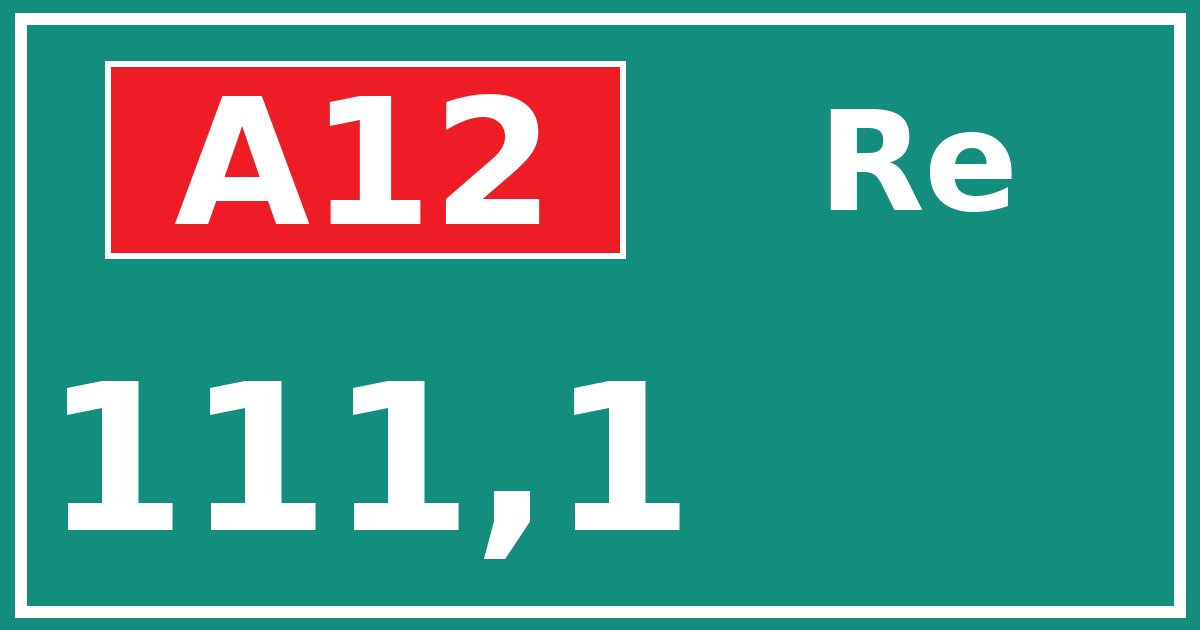 Hectometerbord A12 111,1 zijde Re