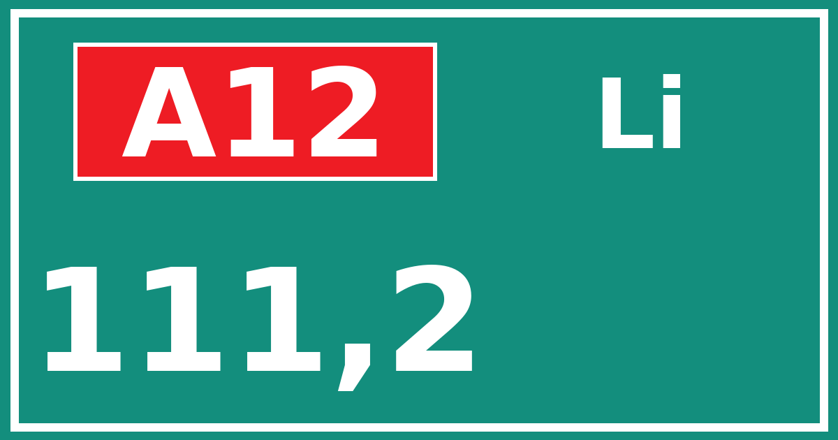 Hectometerbord A12 111,2 zijde Li