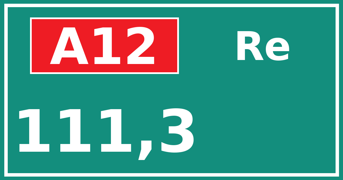 Hectometerbord A12 111,3 zijde Re