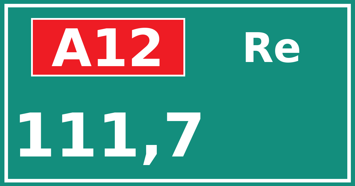 Hectometerbord A12 111,7 zijde Re