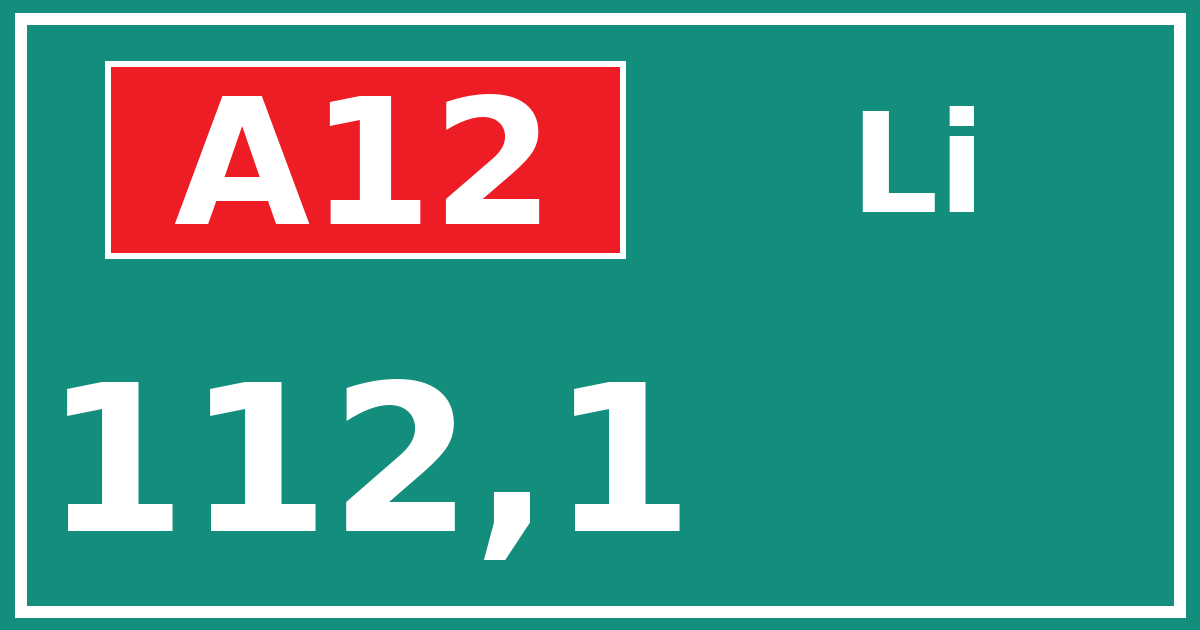 Hectometerbord A12 112,1 zijde Li