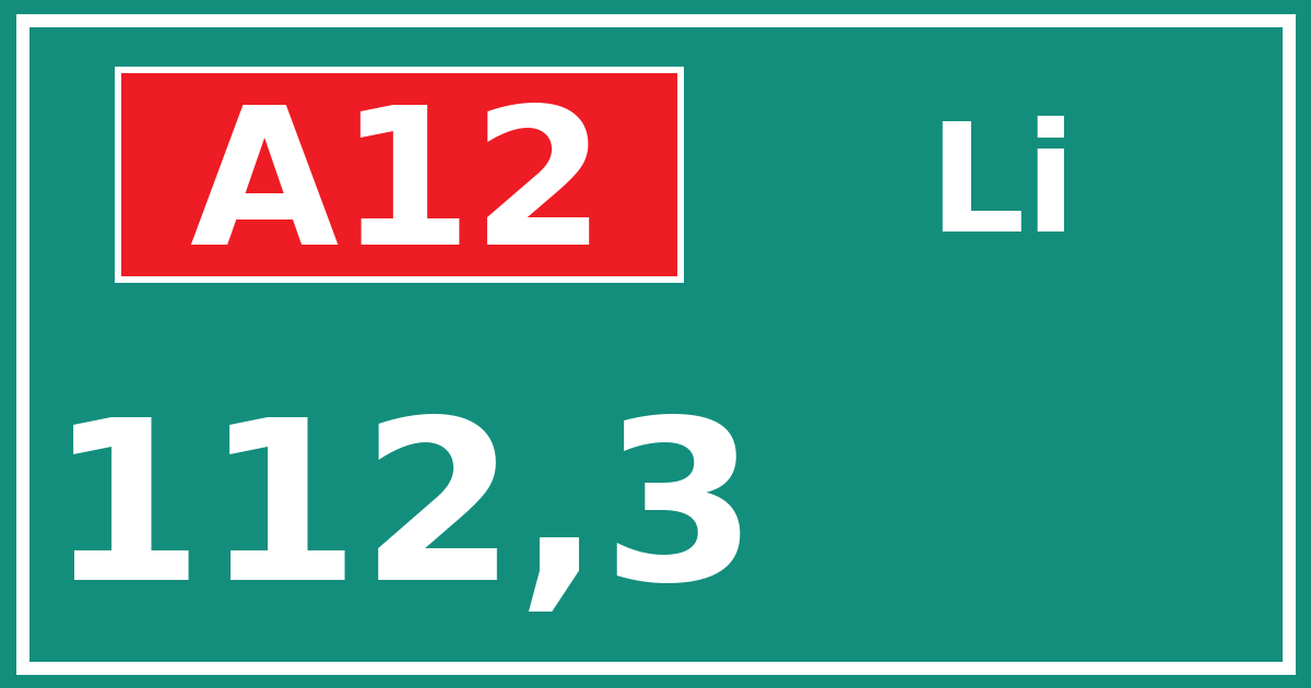Hectometerbord A12 112,3 zijde Li