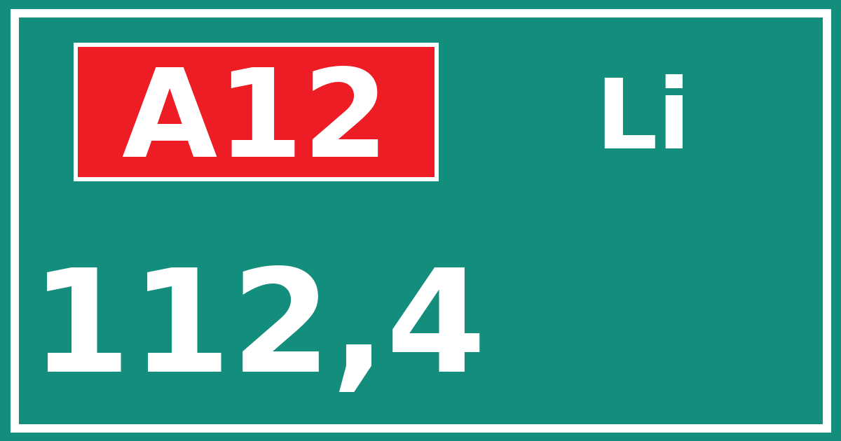 Hectometerbord A12 112,4 zijde Li