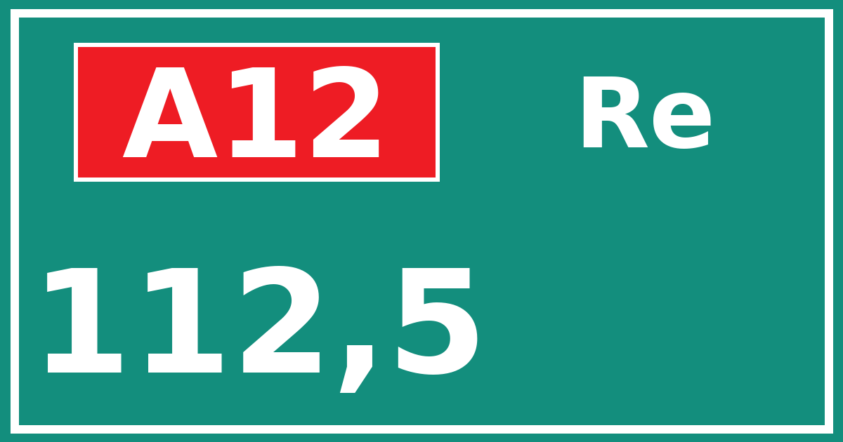 Hectometerbord A12 112,5 zijde Re
