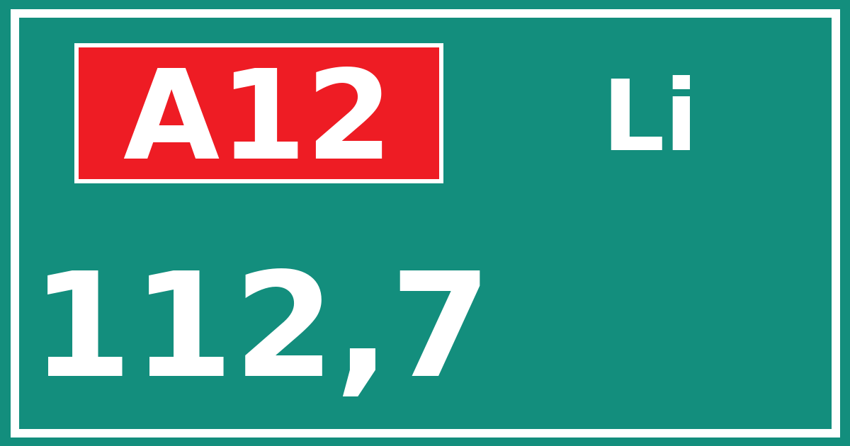 Hectometerbord A12 112,7 zijde Li