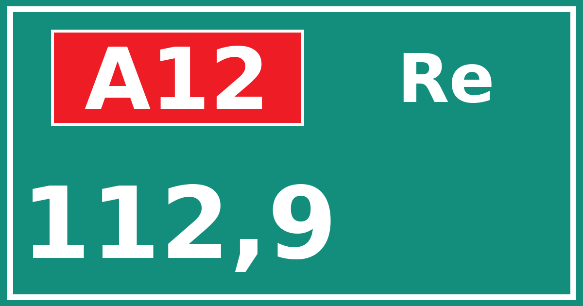 Hectometerbord A12 112,9 zijde Re
