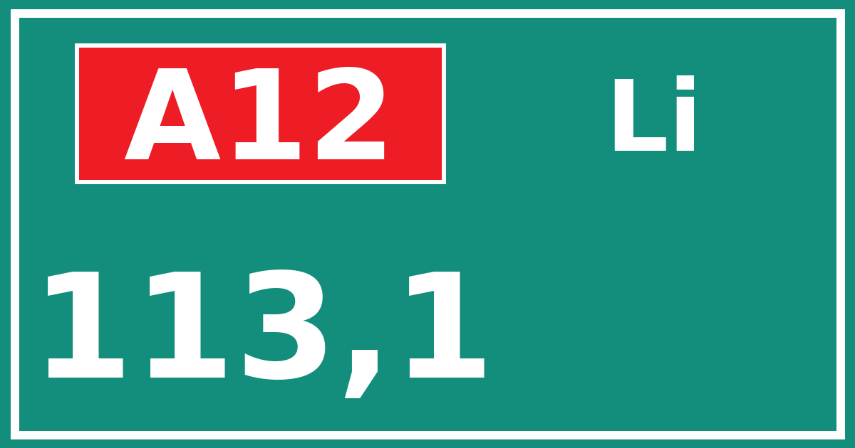 Hectometerbord A12 113,1 zijde Li