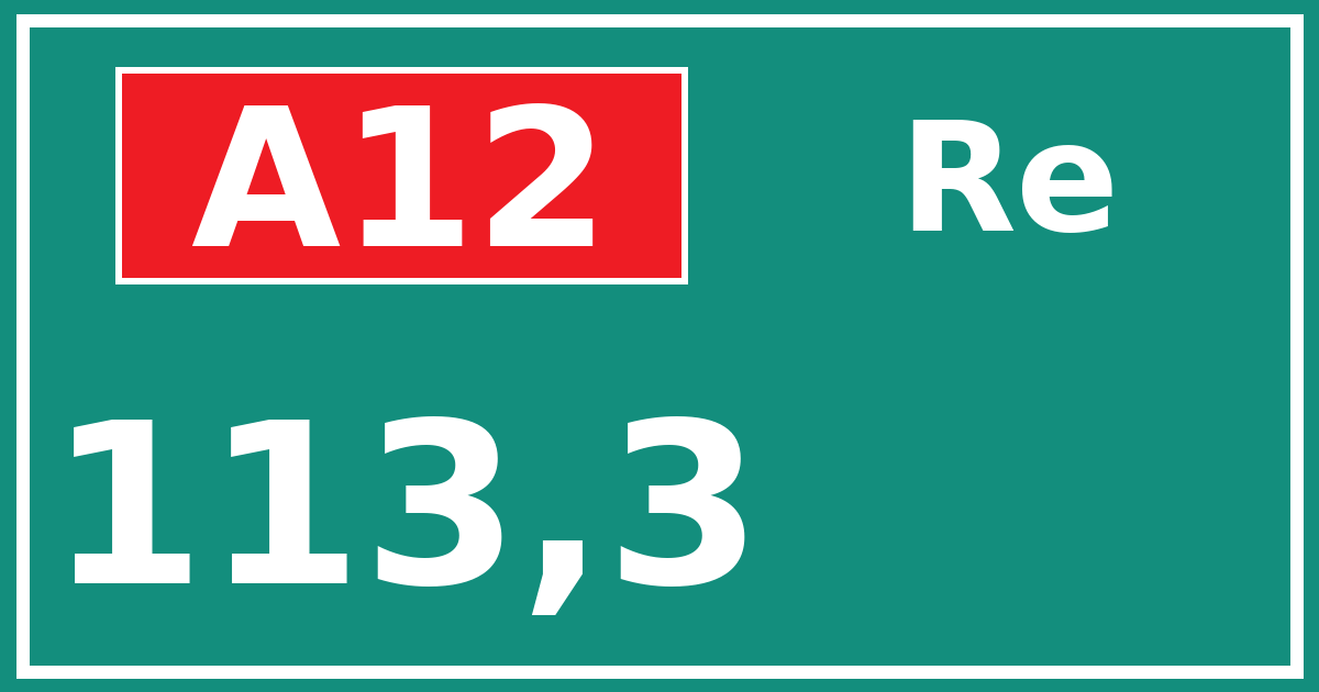 Hectometerbord A12 113,3 zijde Re