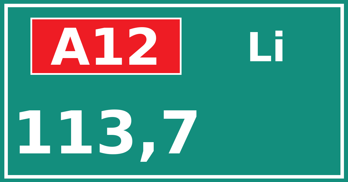 Hectometerbord A12 113,7 zijde Li