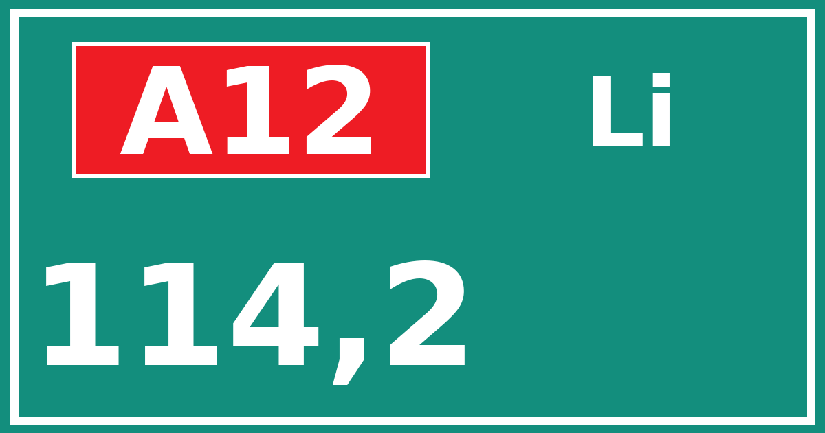 Hectometerbord A12 114,2 zijde Li