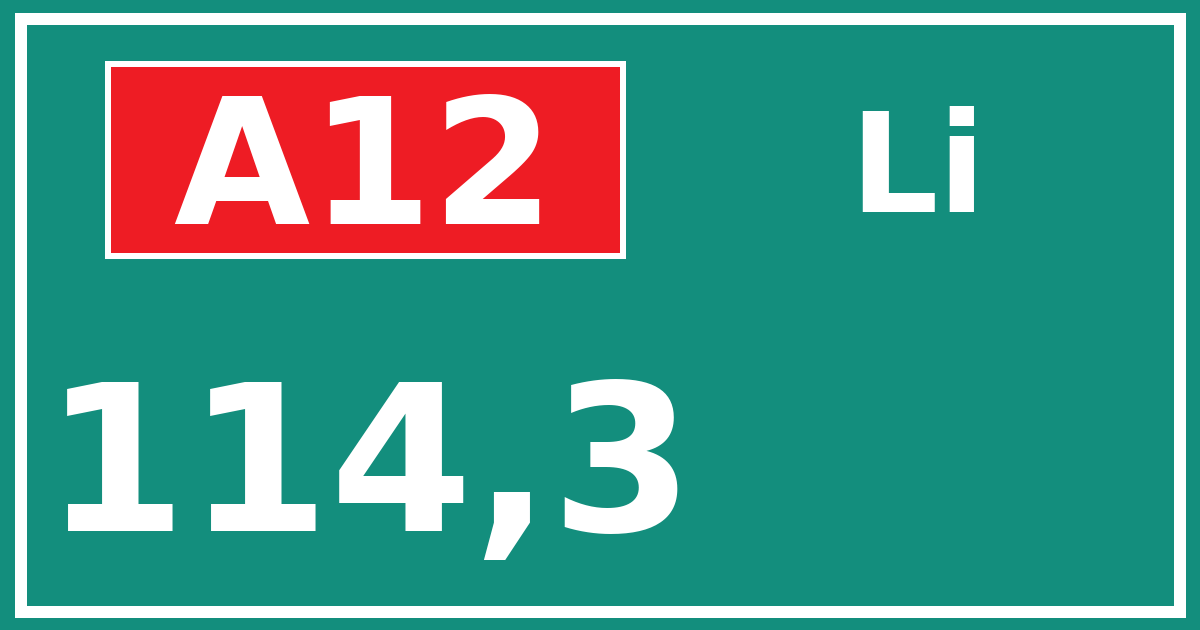 Hectometerbord A12 114,3 zijde Li