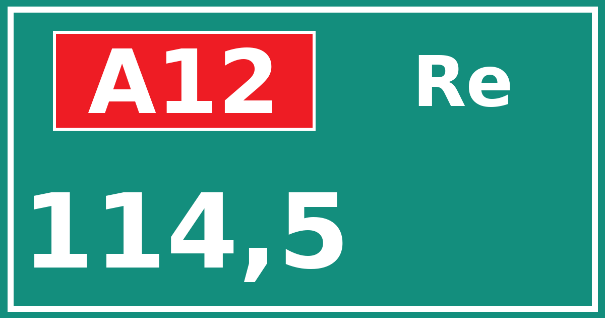 Hectometerbord A12 114,5 zijde Re