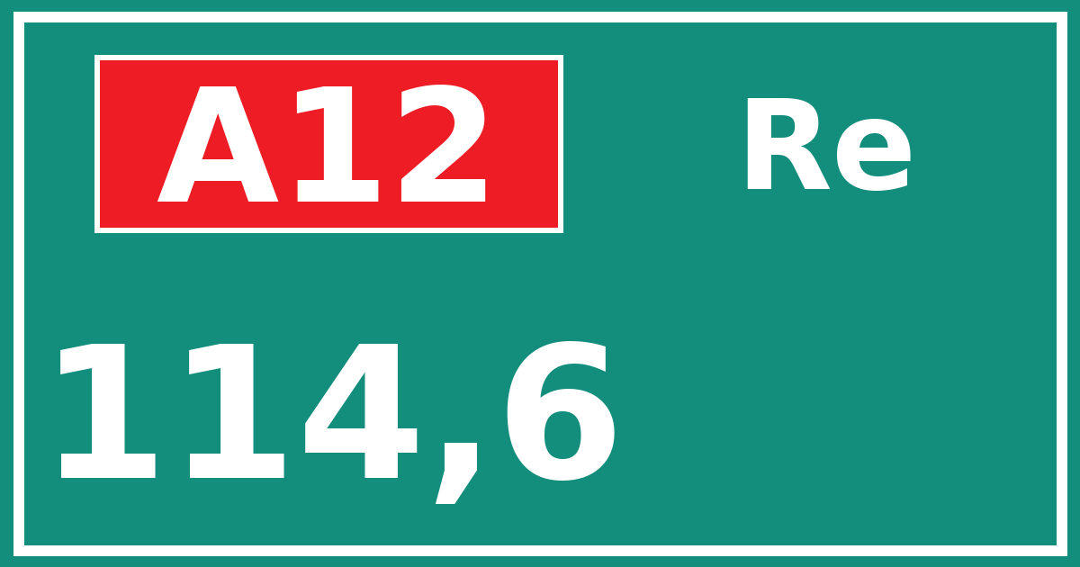 Hectometerbord A12 114,6 zijde Re
