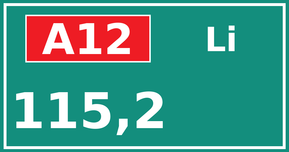 Hectometerbord A12 115,2 zijde Li