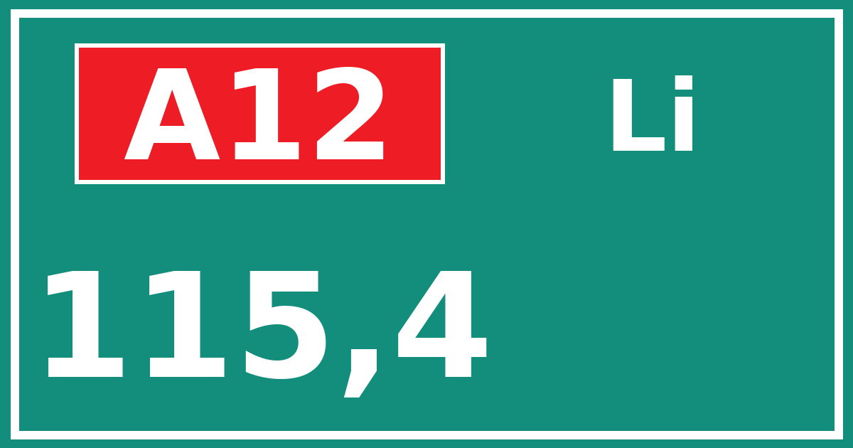 Hectometerbord A12 115,4 zijde Li