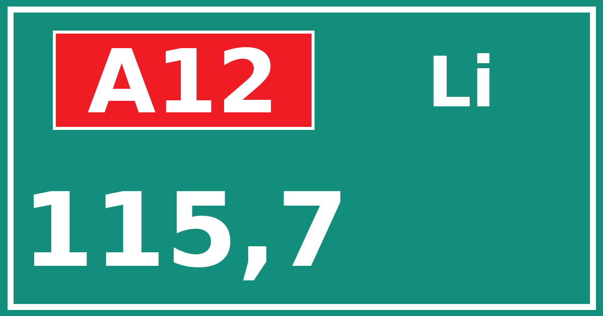 Hectometerbord A12 115,7 zijde Li