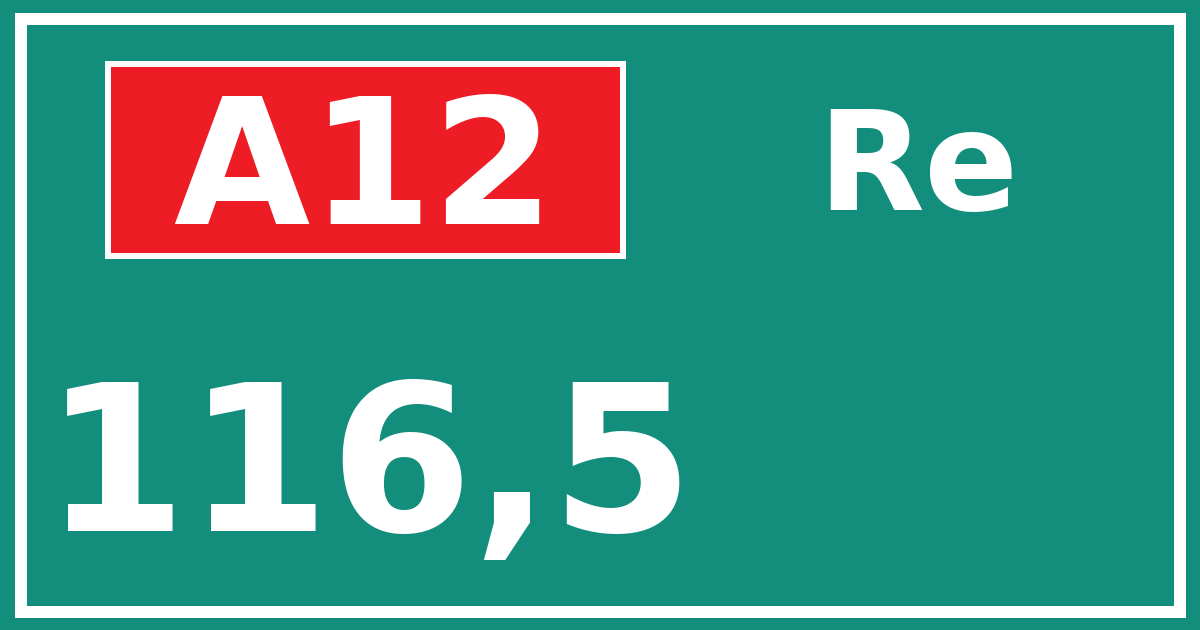 Hectometerbord A12 116,5 zijde Re