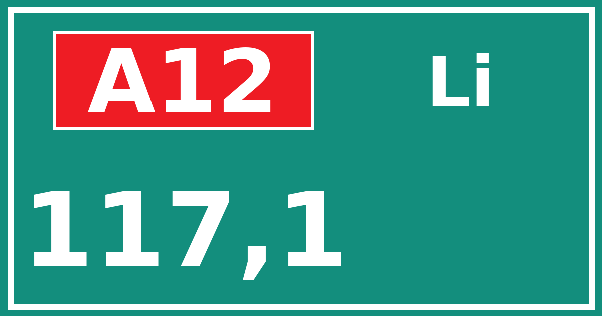 Hectometerbord A12 117,1 zijde Li