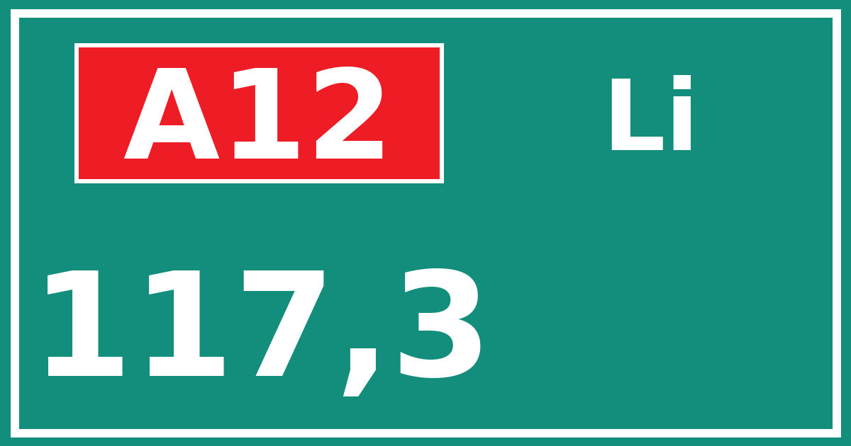Hectometerbord A12 117,3 zijde Li