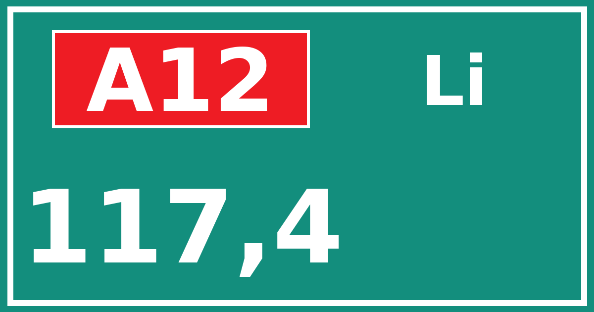 Hectometerbord A12 117,4 zijde Li