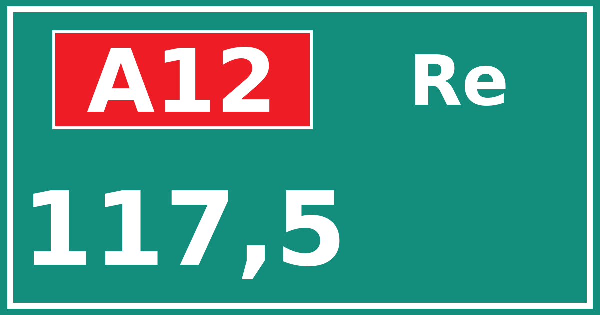 Hectometerbord A12 117,5 zijde Re