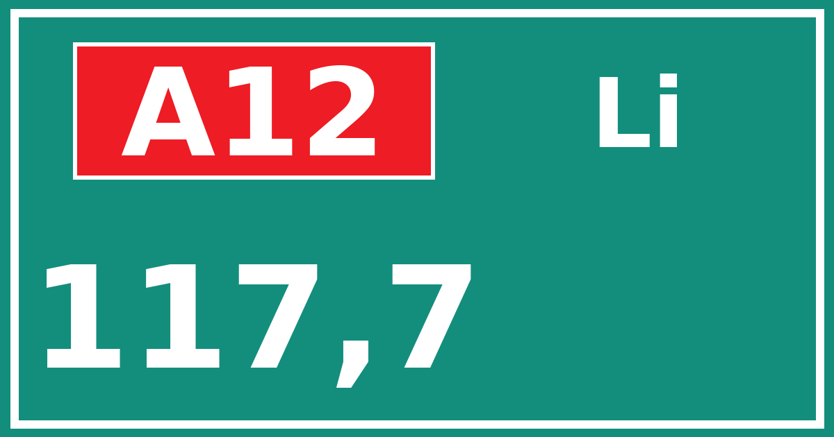 Hectometerbord A12 117,7 zijde Li