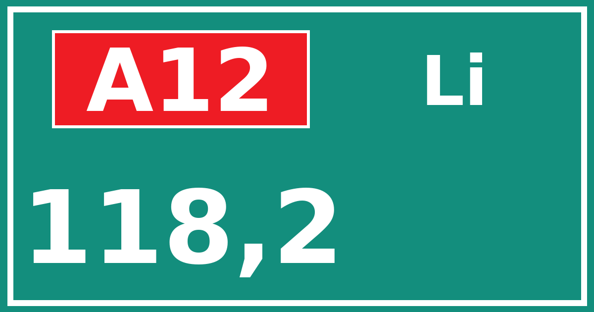Hectometerbord A12 118,2 zijde Li
