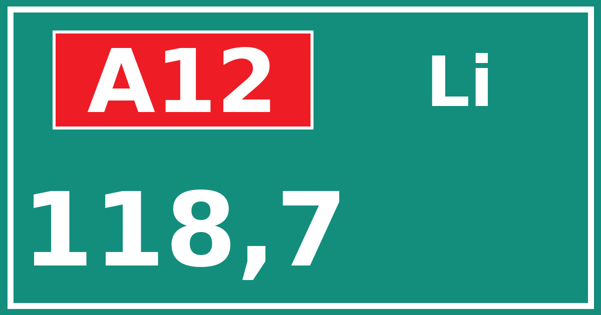 Hectometerbord A12 118,7 zijde Li
