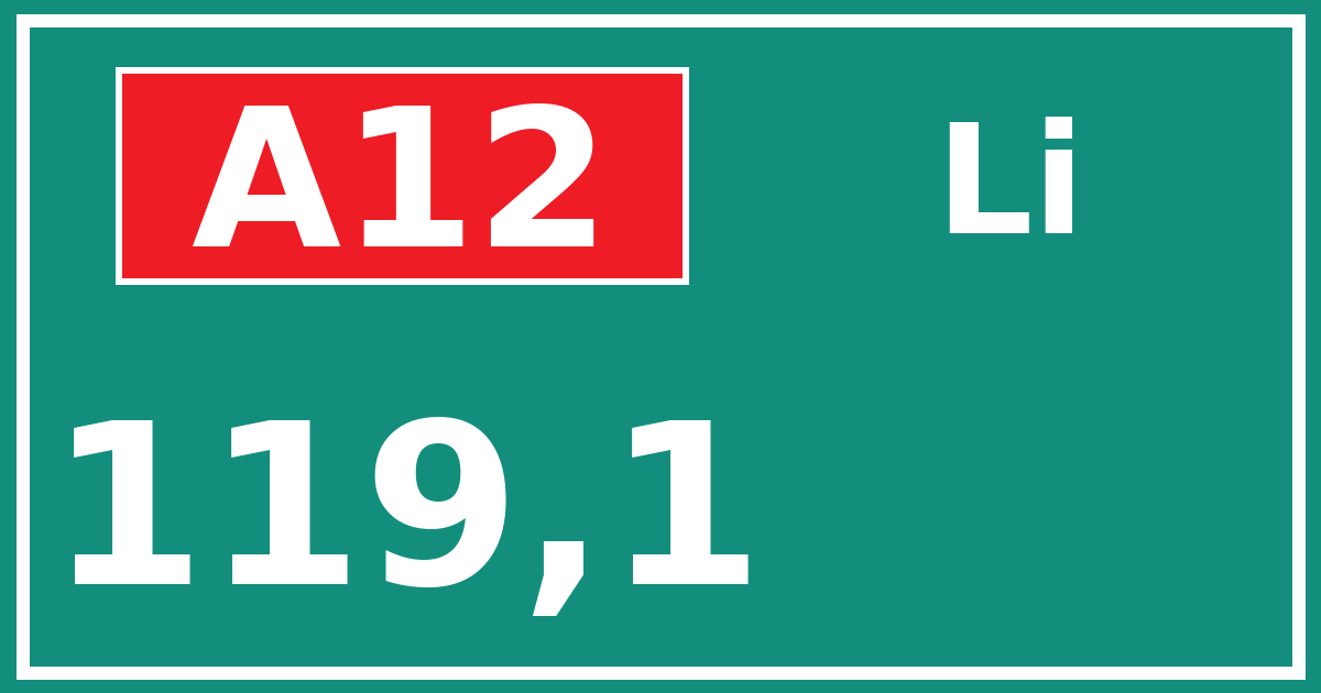 Hectometerbord A12 119,1 zijde Li