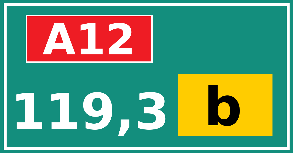 Hectometerbord A12 119,3 letter b