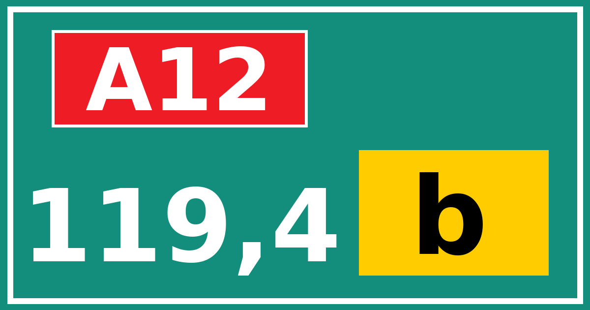 Hectometerbord A12 119,4 letter b