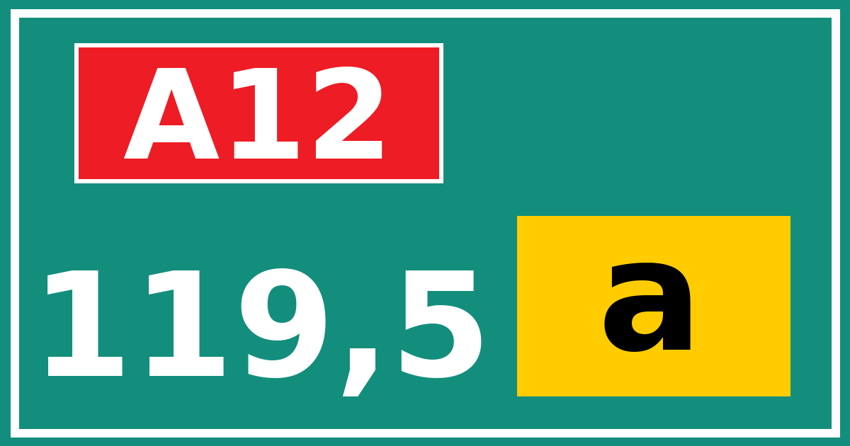 Hectometerbord A12 119,5 letter a