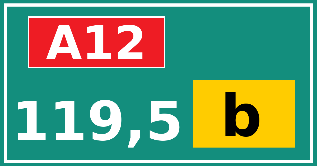Hectometerbord A12 119,5 letter b