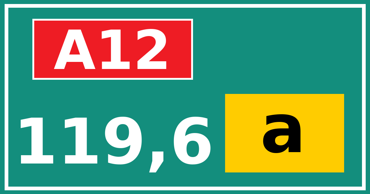 Hectometerbord A12 119,6 letter a