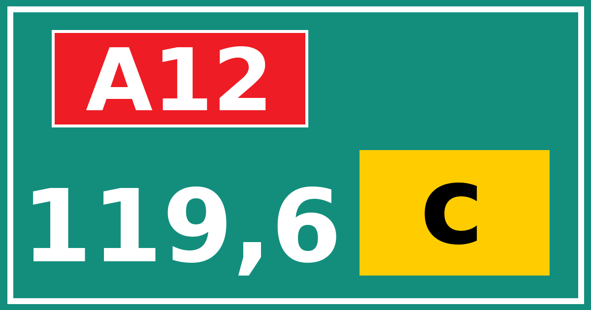 Hectometerbord A12 119,6 letter c