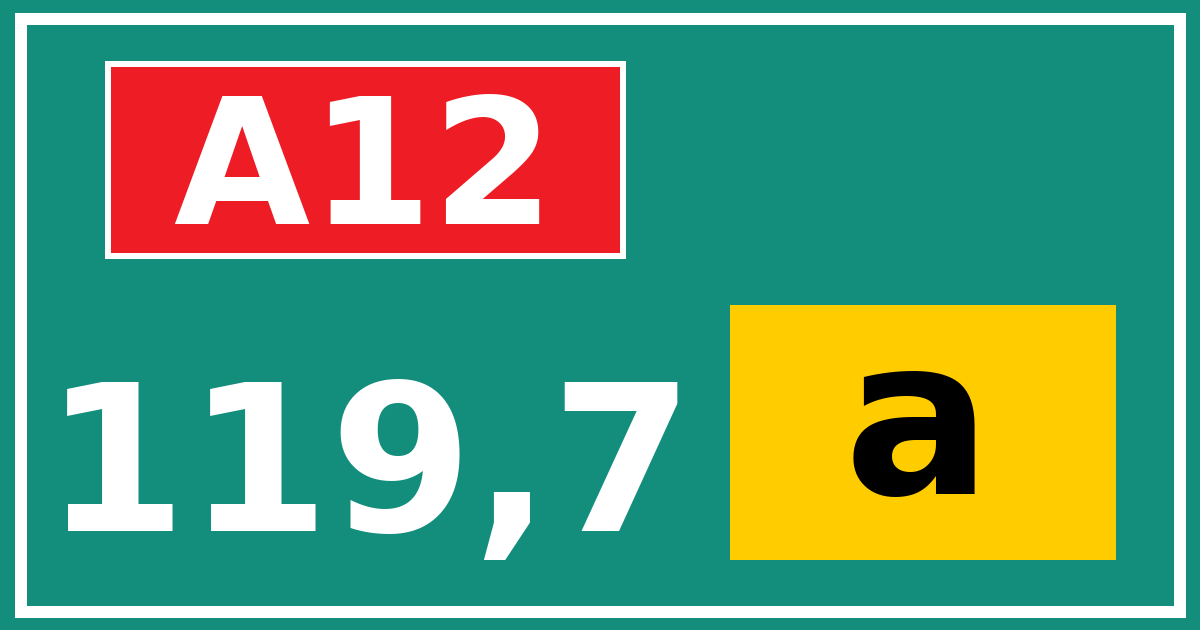 Hectometerbord A12 119,7 letter a