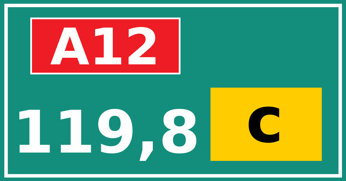 Hectometerbord A12 119,8 letter c