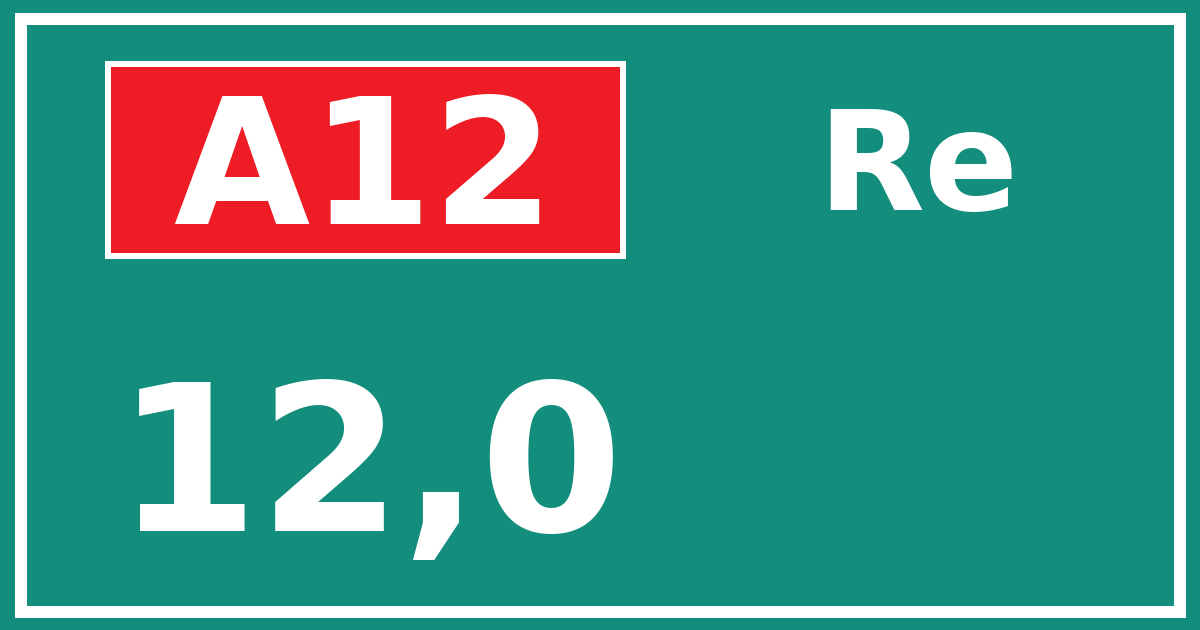 Hectometerbord A12 12,0 zijde Re