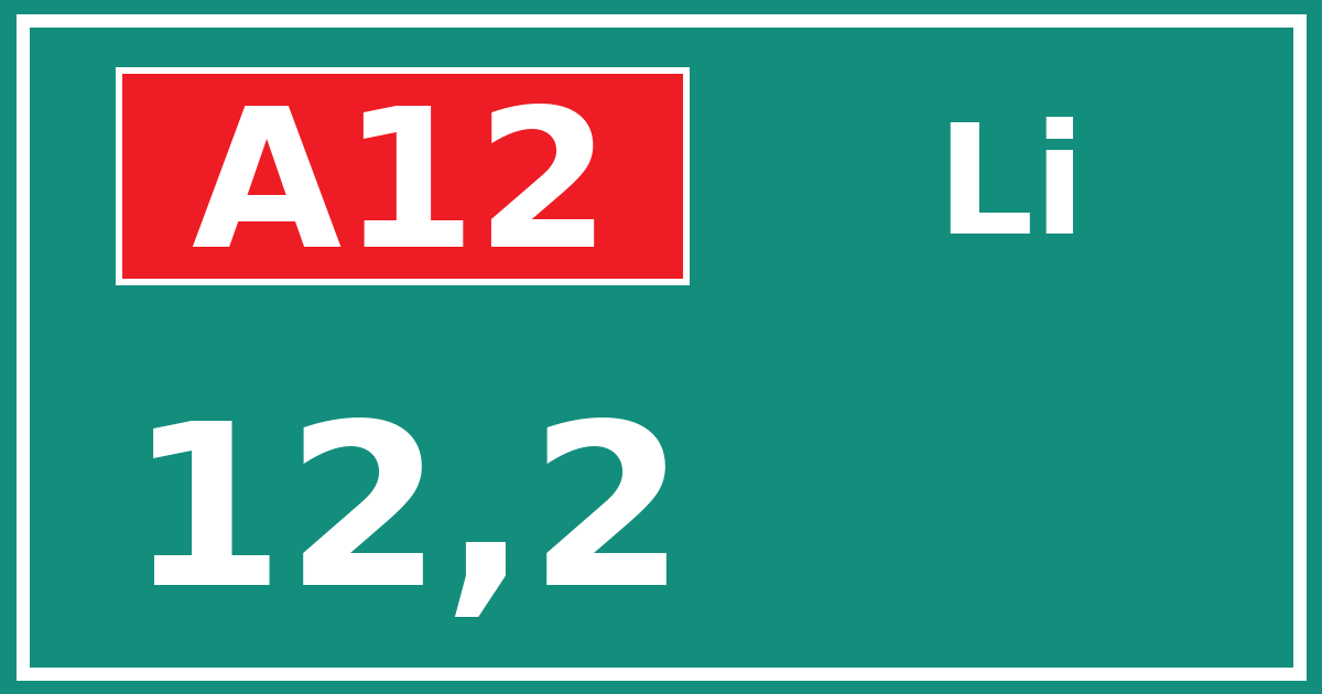 Hectometerbord A12 12,2 zijde Li