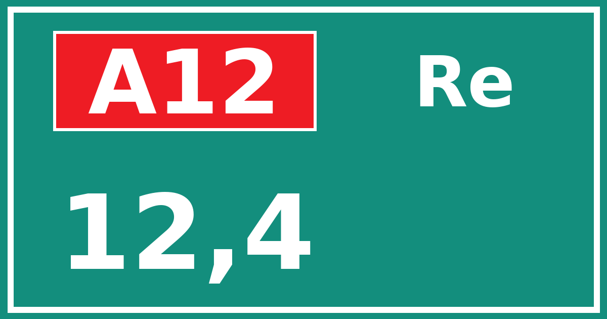 Hectometerbord A12 12,4 zijde Re