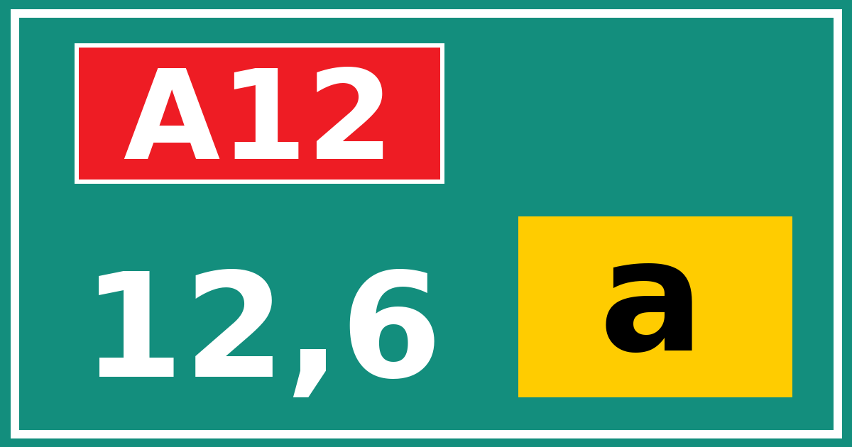 Hectometerbord A12 12,6 letter a