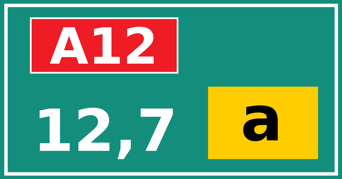 Hectometerbord A12 12,7 letter a