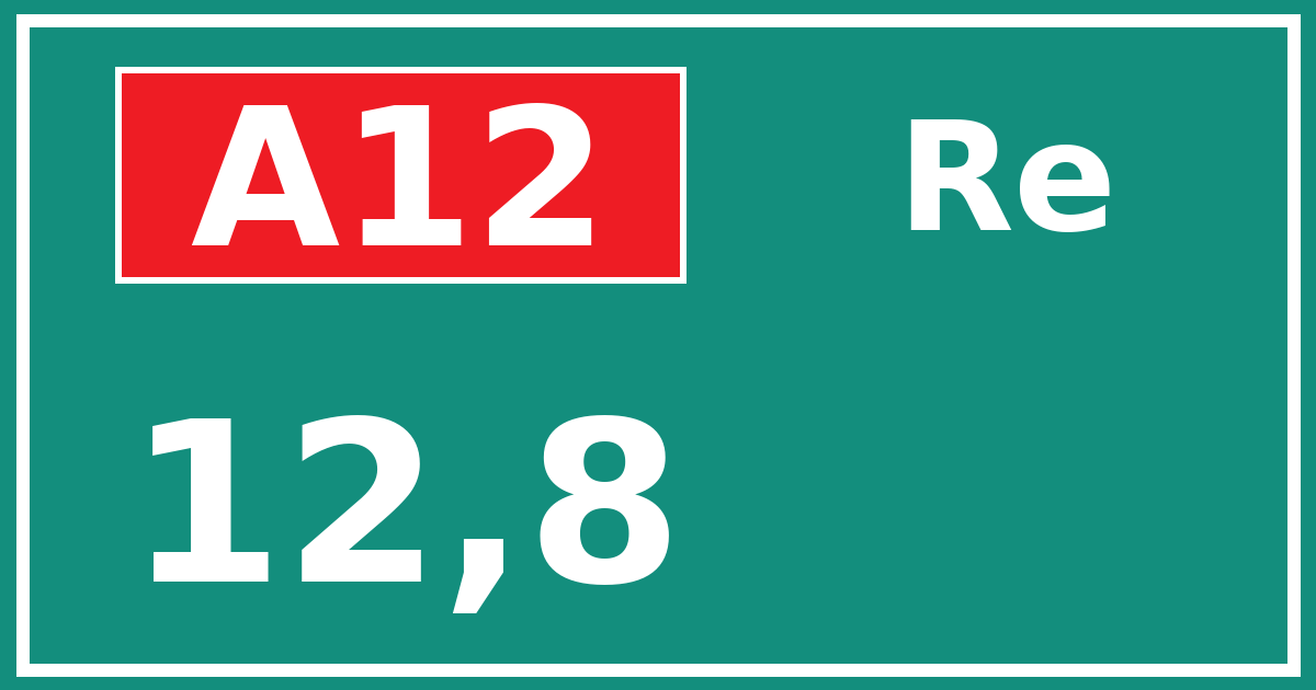 Hectometerbord A12 12,8 zijde Re
